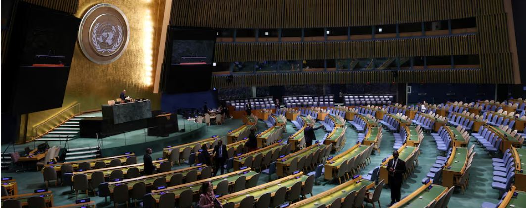 The United Nations General Assembly (UNGA) hall at the UN headquarters, as the 81st UNGA takes place in New York City, US, September 22, 2026. REUTERS/Shannon Stapleton Purchase Licensing Rights
